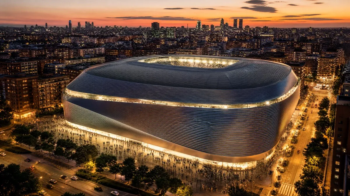 Real Madrid's Santiago Bernabeu stadium as Florentino Perez teases a €150m summer transfer signing