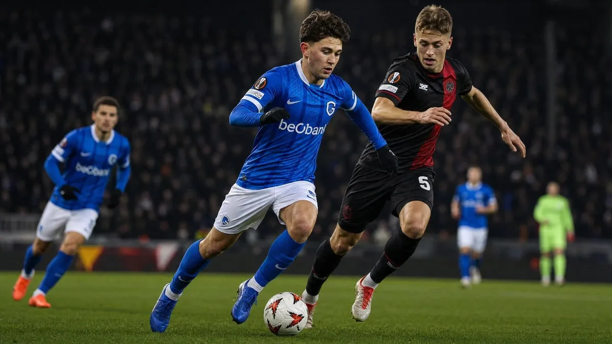 Konstantinos Karetsas in action for KRC Genk as PSG consider a €40m move for the teenage midfielder