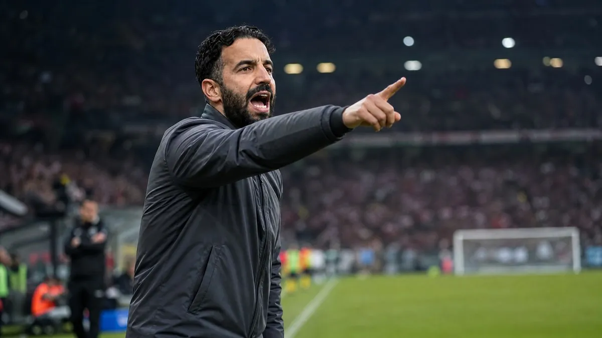 Ruben Amorim on the touchline giving animated tactical instructions as AC Milan intensify their manager search